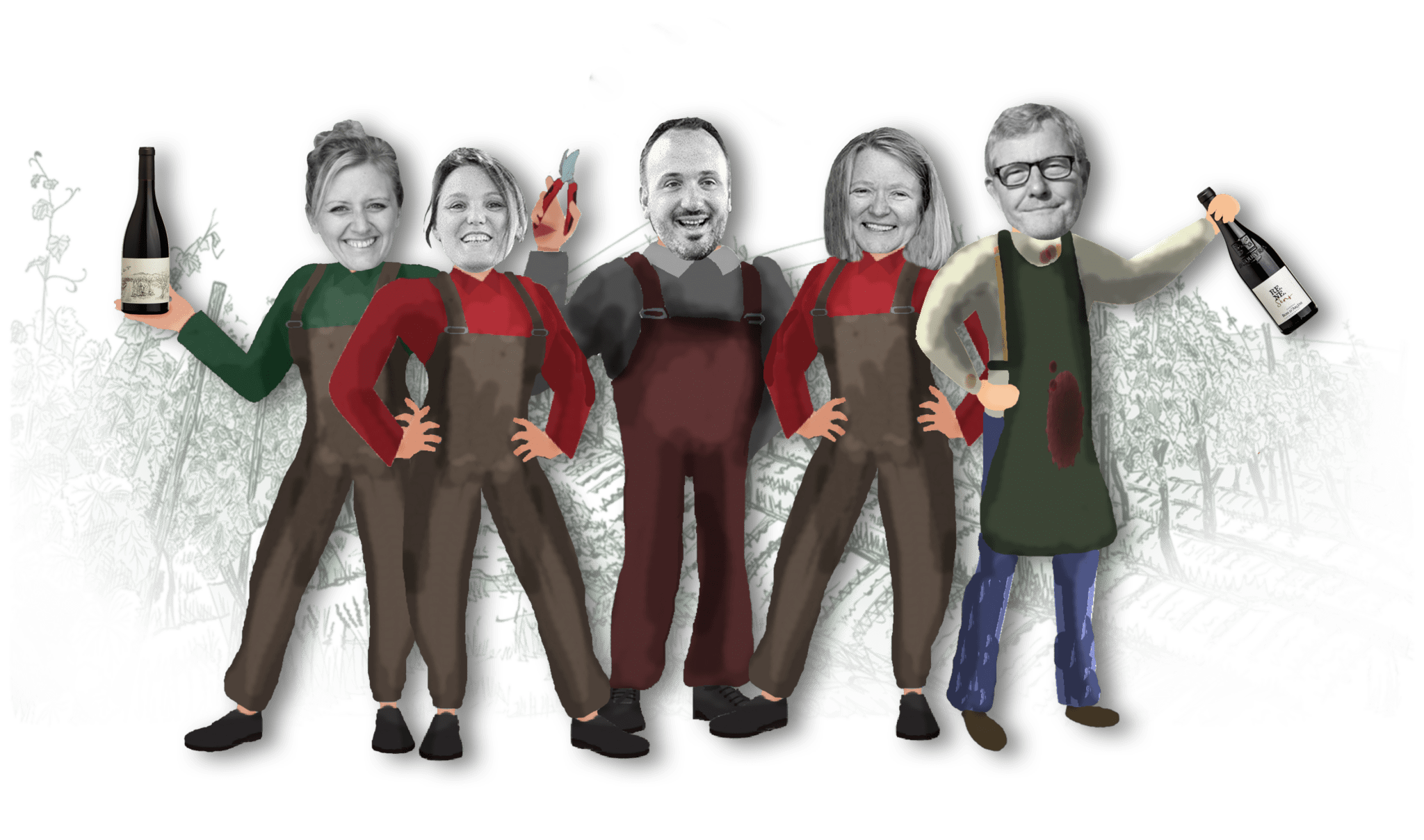 Toute l'équipe du Château Bois d'Arlène : Philippe, Elizabeth, Norge, Arlene et Louise